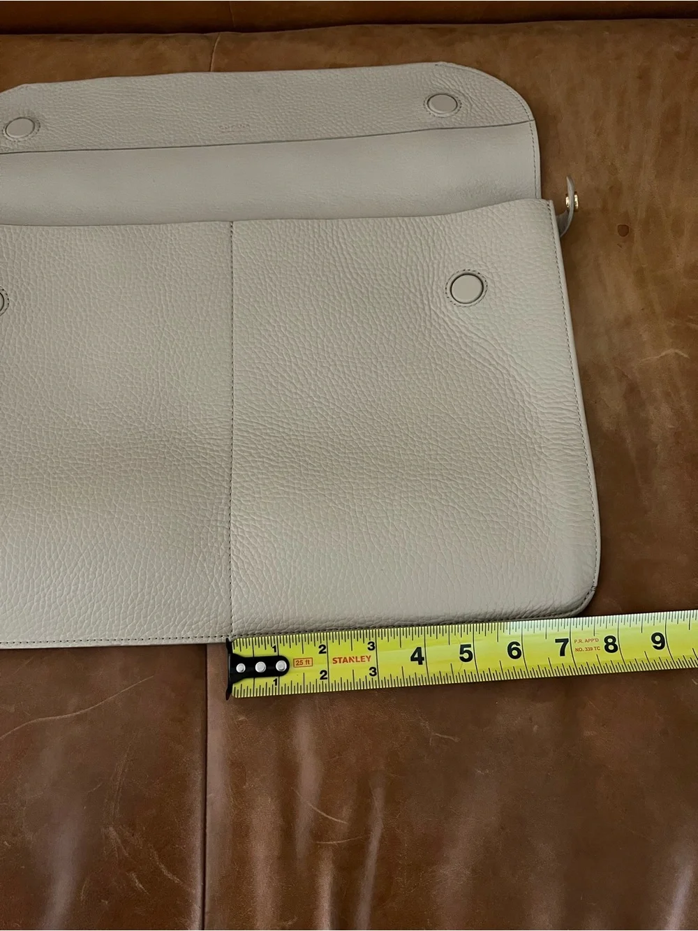 Cuyana Cream Pebbled Leather Laptop Sleeve - holds up to 15 in